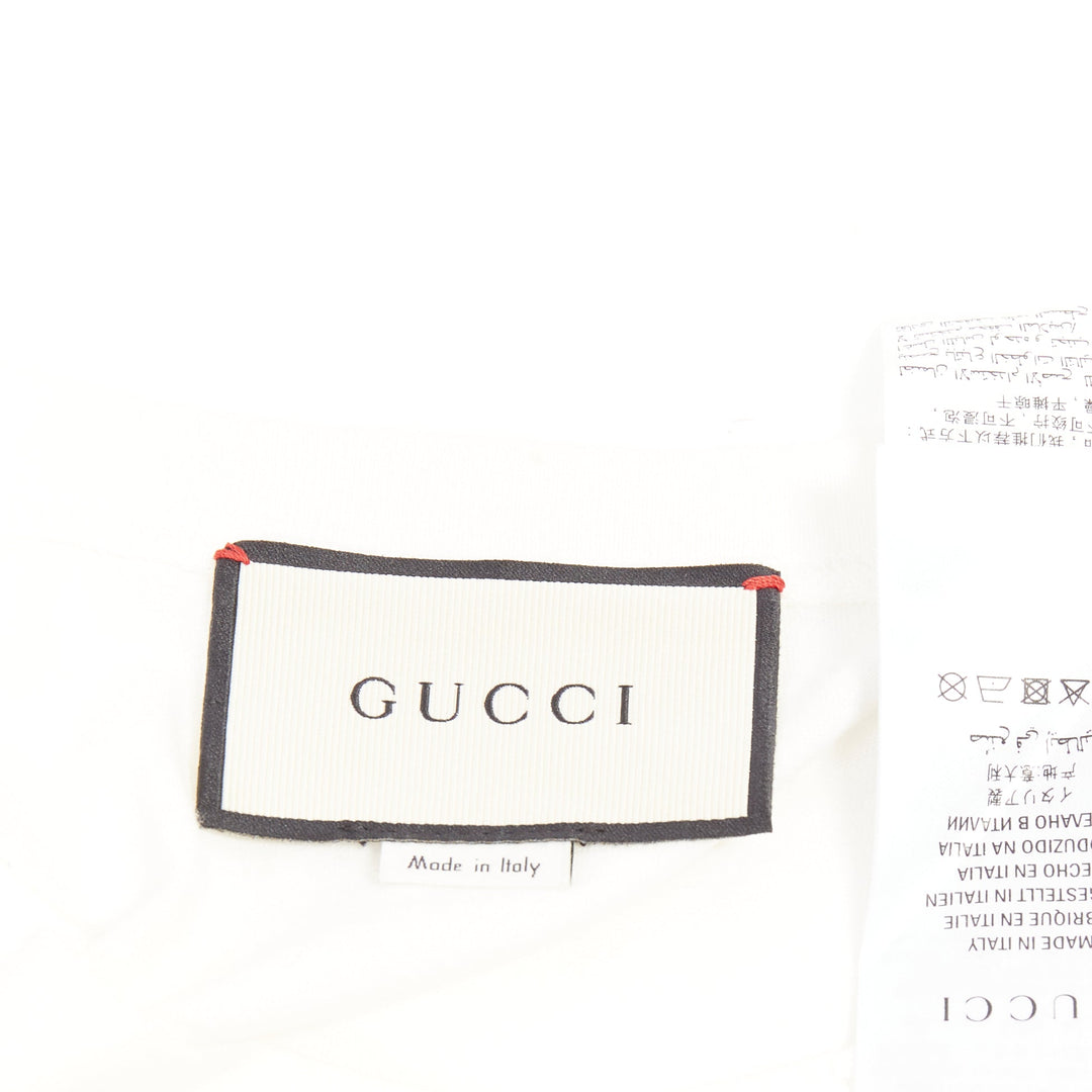 GUCCI Alessandro Michele white floral bloom vintage logo green red web tshirt XS