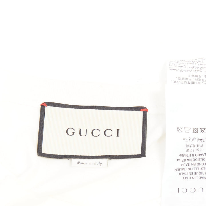 GUCCI Alessandro Michele white floral bloom vintage logo green red web tshirt XS