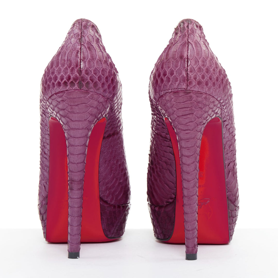 CHRISTIAN LOUBOUTIN Bianca 140 Amethyste purple watersnake platform pumps EU37
