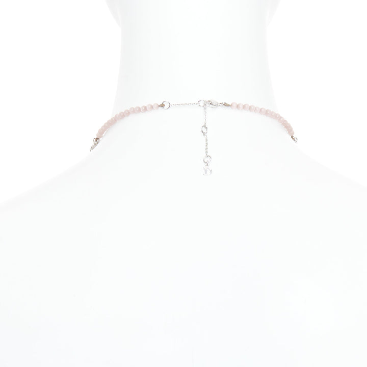 CHRISTIAN DIOR John Galliano Vintage silver pink heart logo tiered necklace