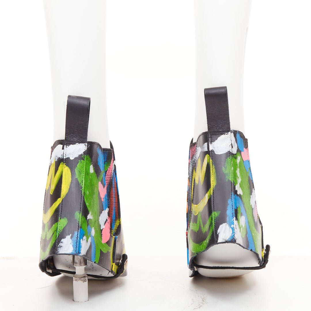 rare COMME DES GARCONS 2014 Runway hand painted black cowhide shoe covers
