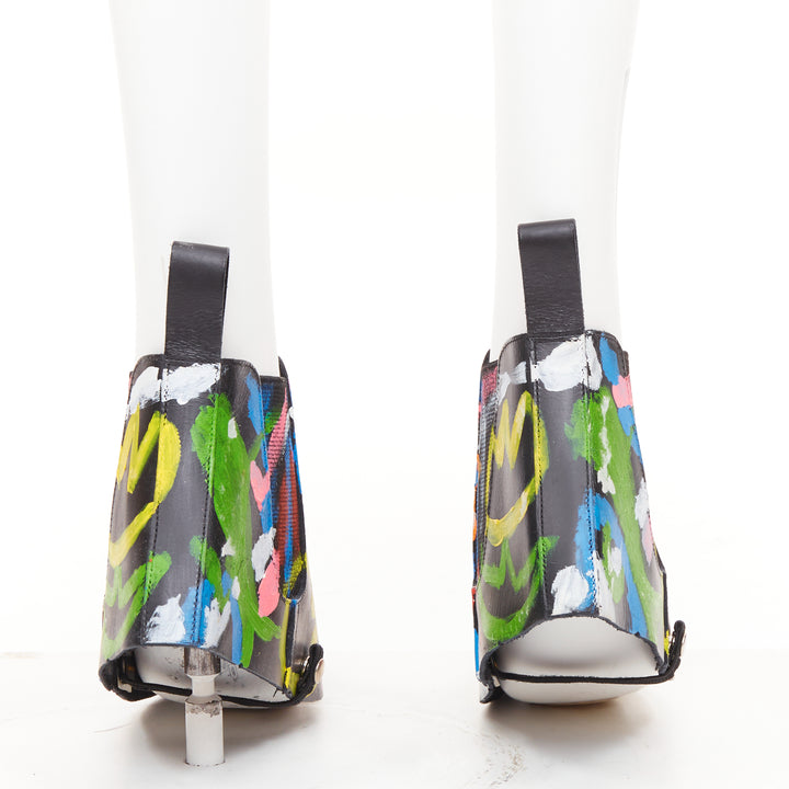 rare COMME DES GARCONS 2014 Runway hand painted black cowhide shoe covers