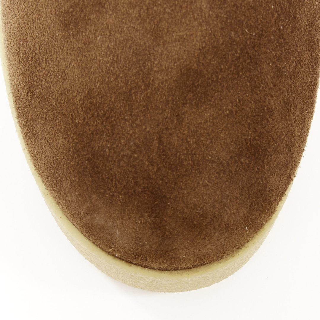 MIU MIU 2023 logo shearling lined brown suede comfort chukka ankle boots EU39
