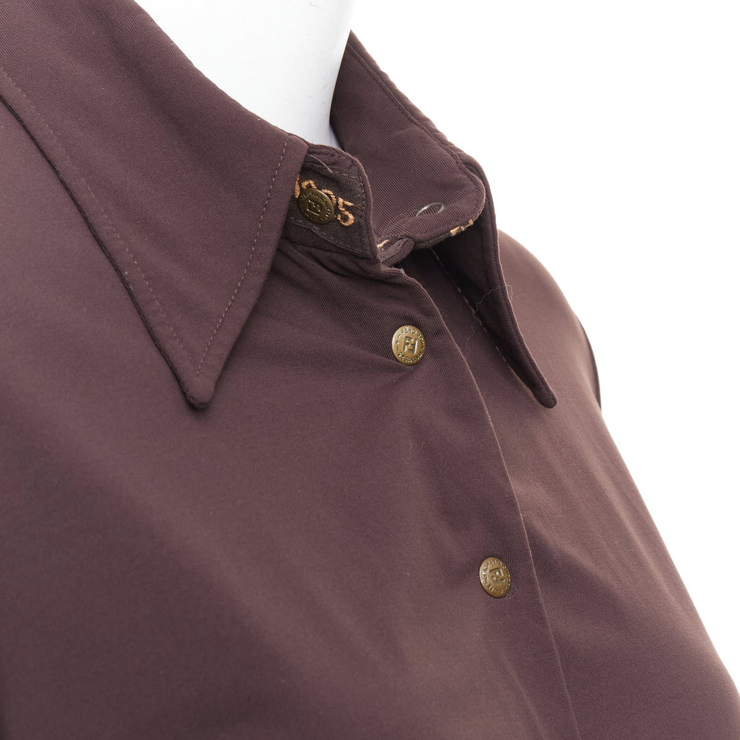 FENDI Jeans Vintage brown FF logo buttons fitted long sleeves shirt