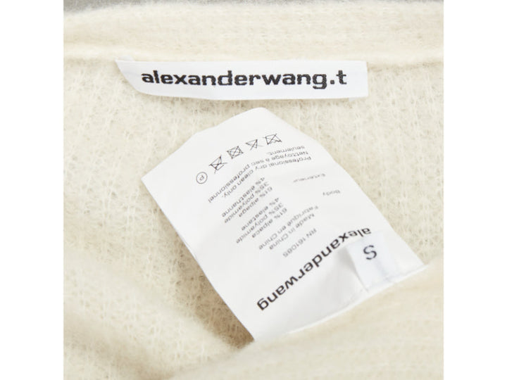 T ALEXANDER WANG cream alpaca blend halter crop deconstructed cardigan S