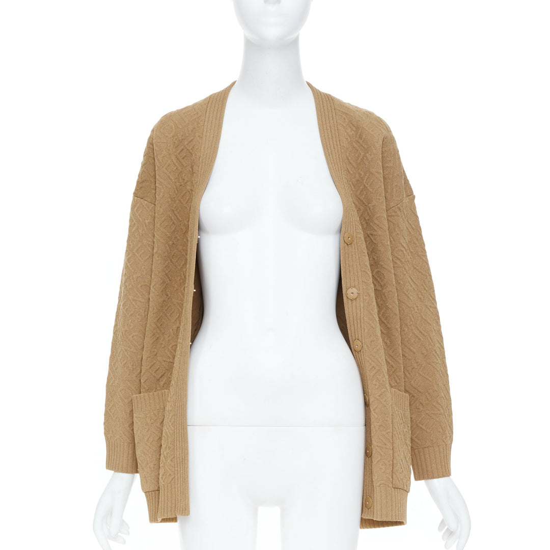 FENDI SKIMS 2021 Runway monogram logo knit oversized pocket cardigan IT36 XXS