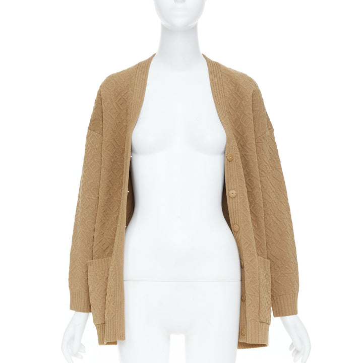 FENDI SKIMS 2021 Runway monogram logo knit oversized pocket cardigan IT36 XXS