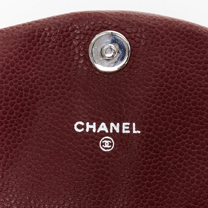 CHANEL Half Moon red grained leather CC quilted flap crossbody WOC bag