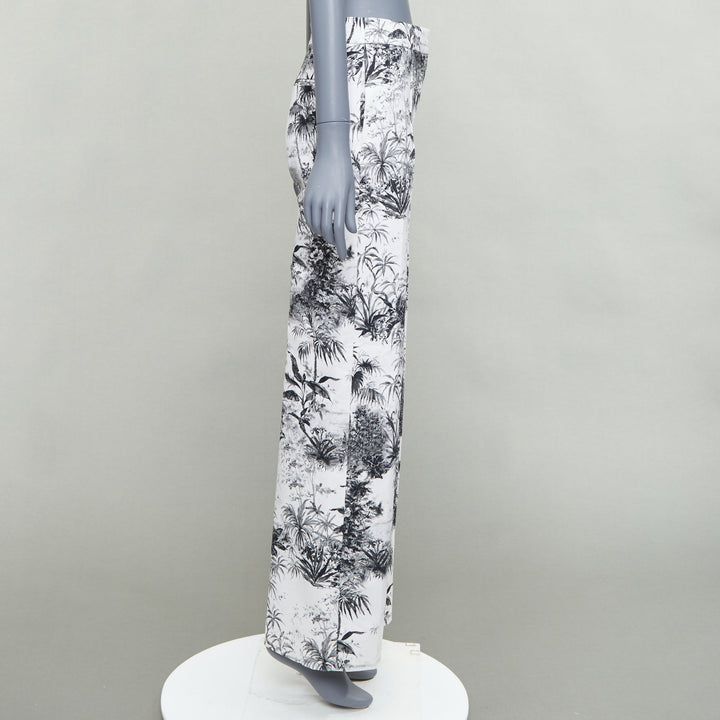 ADAM LIPPES white black cotton blend floral print straight pants US2 S