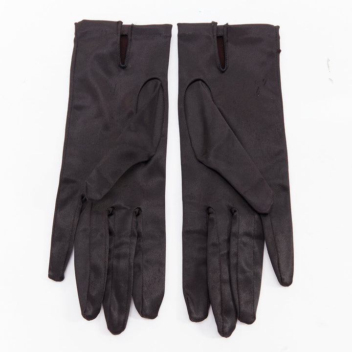 GIORGIO ARMANI black satin classic short evening gloves