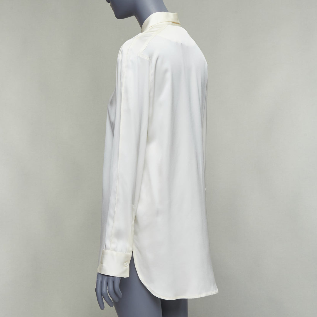 BOTTEGA VENETA 100% silk cream ruched raglan sleeves shirt IT36 XXS