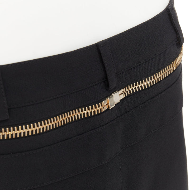 GIVENCHY black gold zip skirt layered flare pants trousers bottom FR36 S