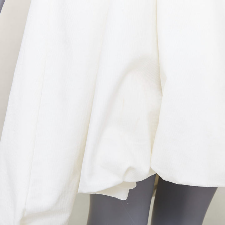 GUCCI 2007 cream cotton pleated drape waist one shoulder bubble dress IT38 XS