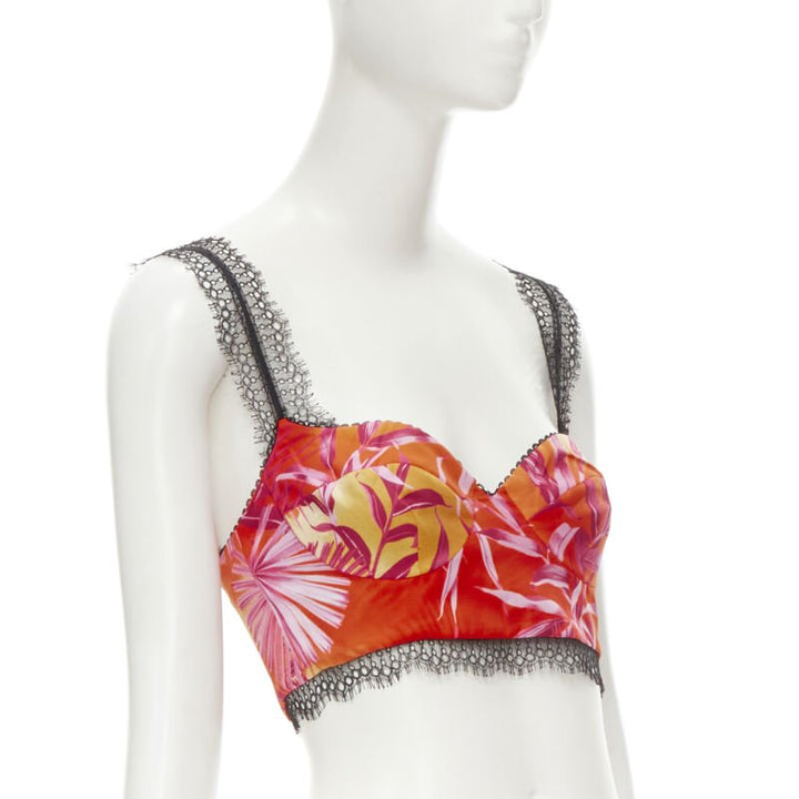 VERSACE 2020 Iconic JLo Jungle print pink tropical bralette IT40 S