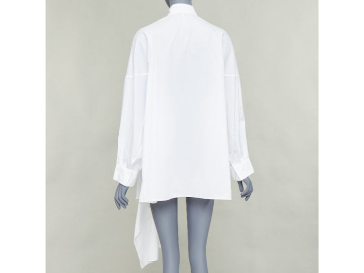 YOHJI YAMAMOTO white cotton oversized asymmetric high low hem shirt JP2 M