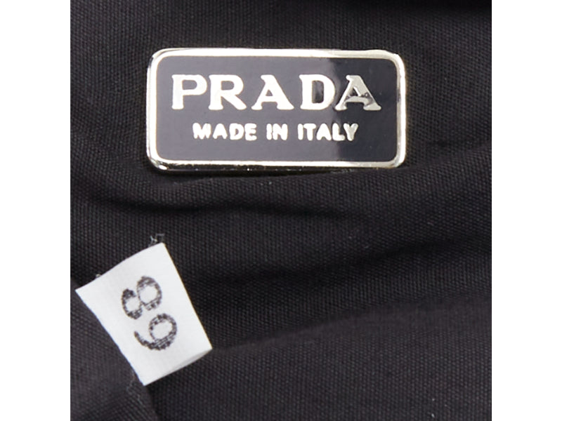 PRADA 1997 Vintage Runway Raso Calla Lily black chinoiserie pouch clutch bag