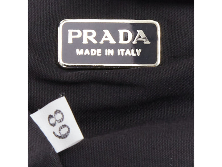 PRADA 1997 Vintage Runway Raso Calla Lily black chinoiserie pouch clutch bag