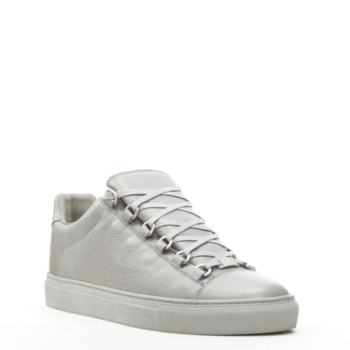 BALENCIAGA DEMNA Arena Pyrite Grey grained leather low sneakers EU45 US12