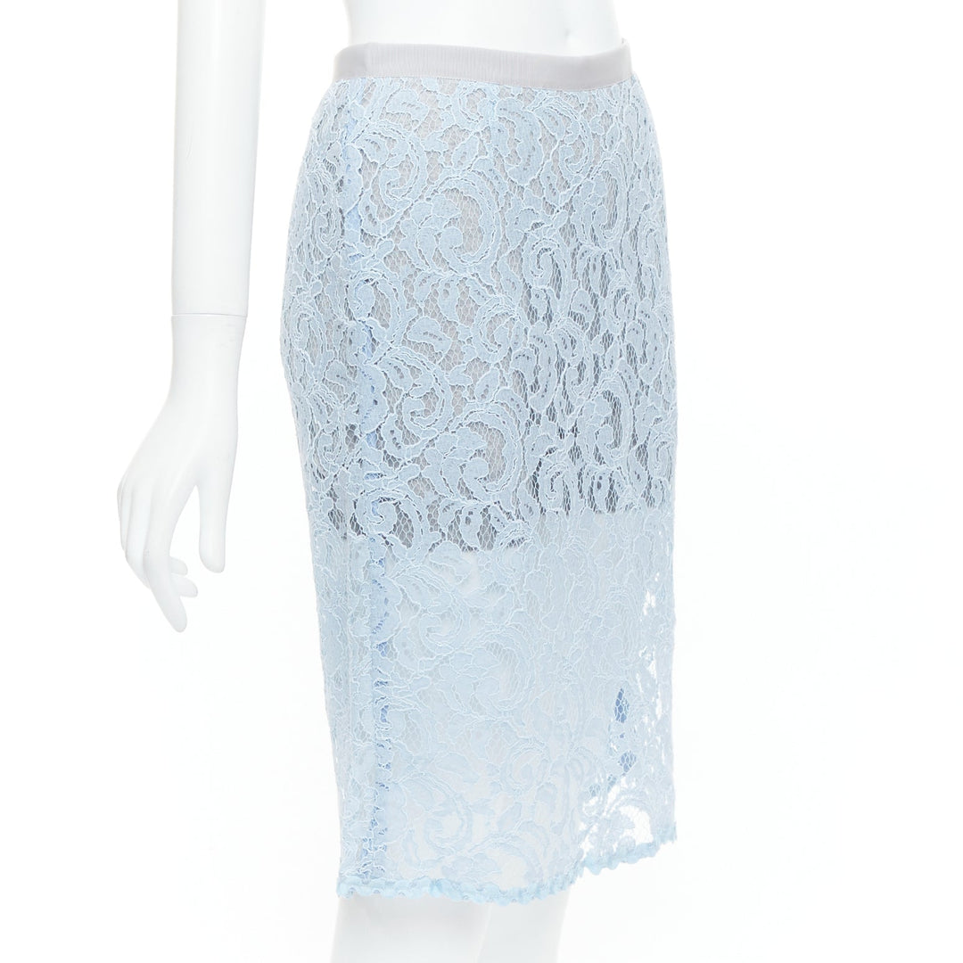 SACAI LUCK light blue rayon blend lace grey lined skort skirt JP1 S