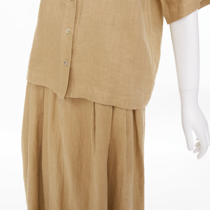 MARA HOFFMAN 2022 sand hemp utility short sleeve shirt midi skirt set XS