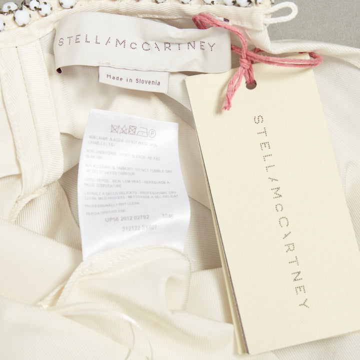 STELLA MCCARTNEY Falabella off white crepe white beaded collar blouse IT38 XS