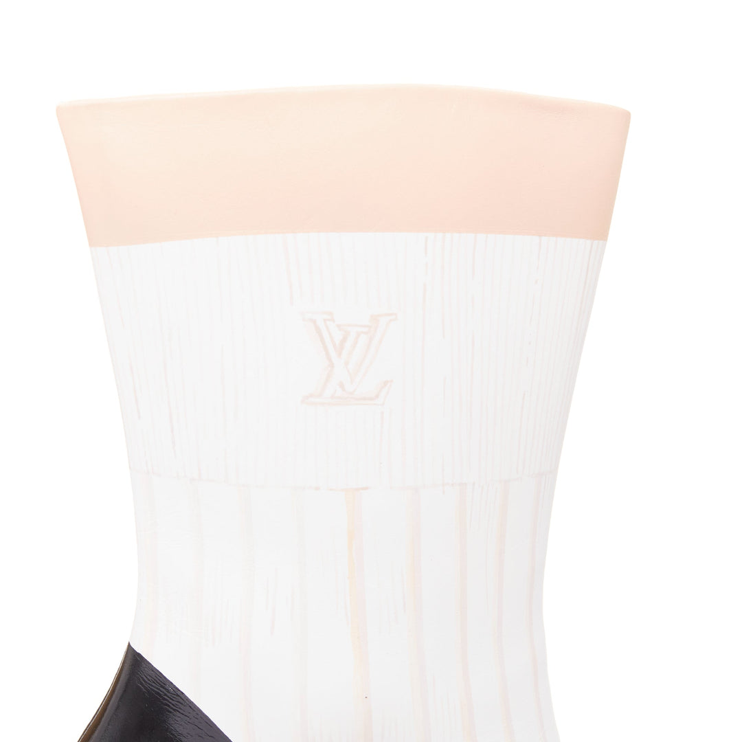 LOUIS VUITTON 2023 Runway Illusion white nude Trompe Loeil heel boots