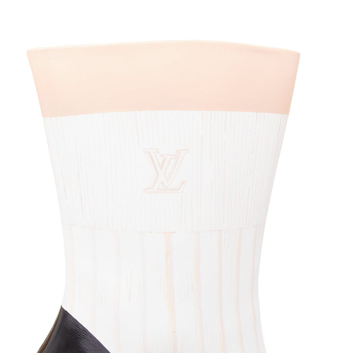 LOUIS VUITTON 2023 Runway Illusion white nude Trompe Loeil heel boots