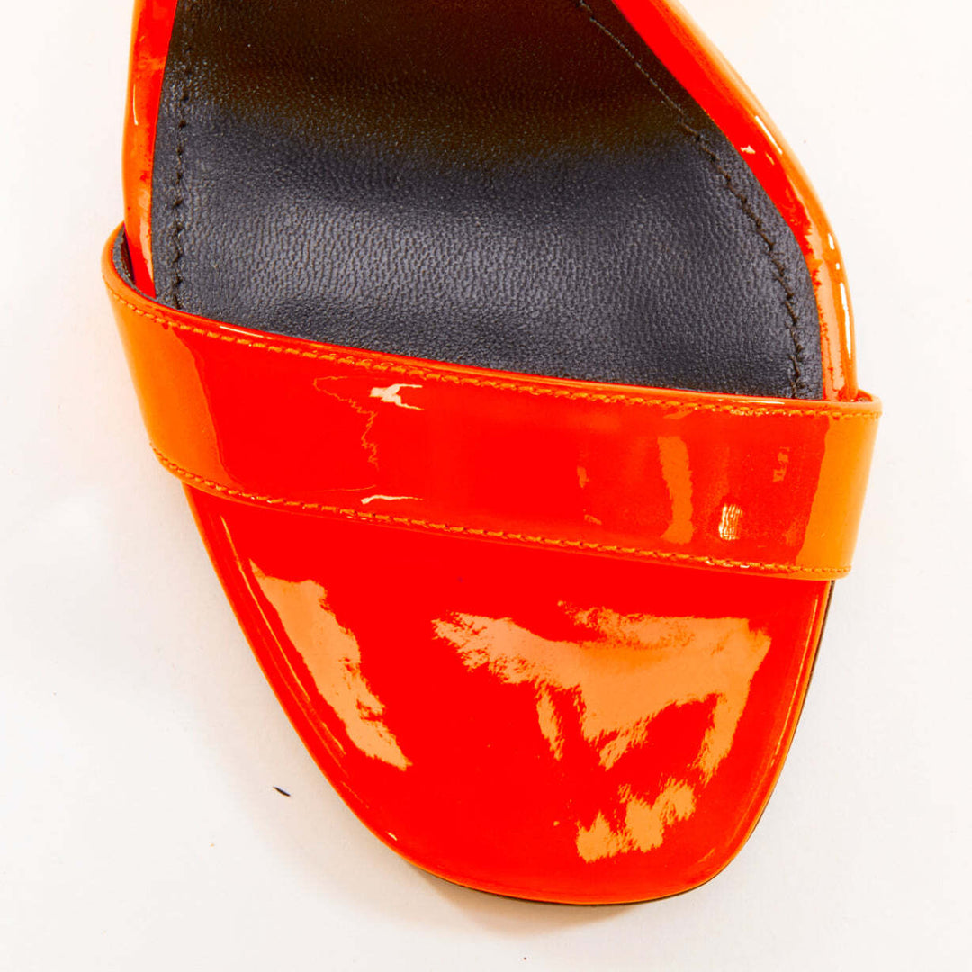 rare PRADA 2018 Flame Wedge neon orange patent Fire heel sandal EU37.5