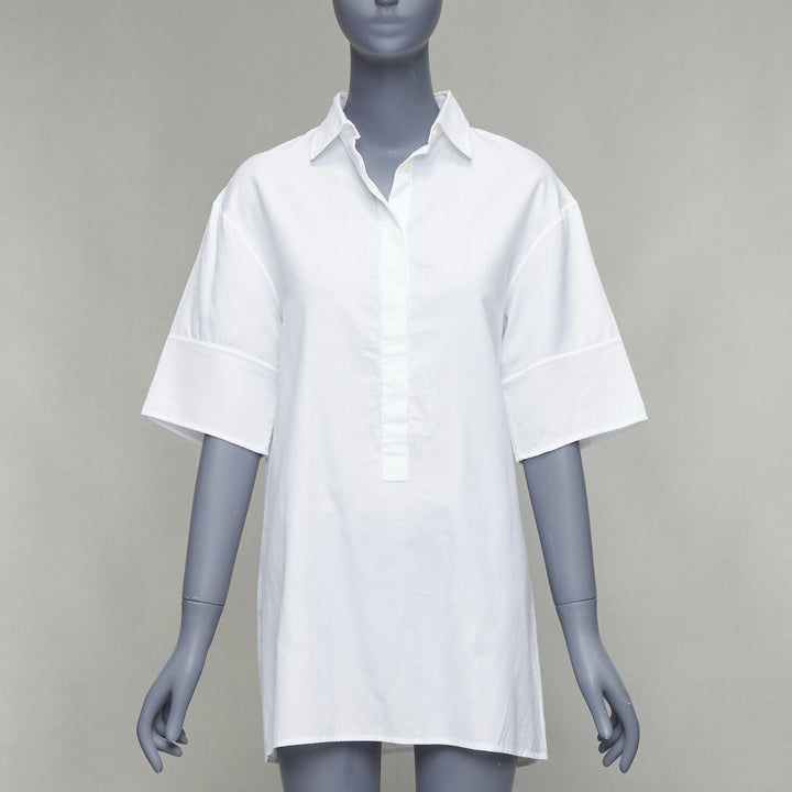 VALENTINO white cotton button front stiff sleeves mini shirt dress IT38 XS