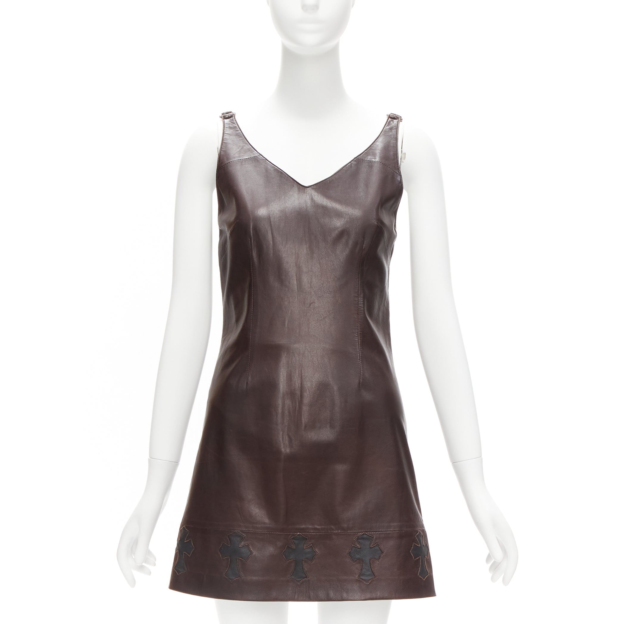 100% Authenticity Guaranteed Chrome Hearts Brown Leather Dress on Sale.  Available at JHROP jhrop_official