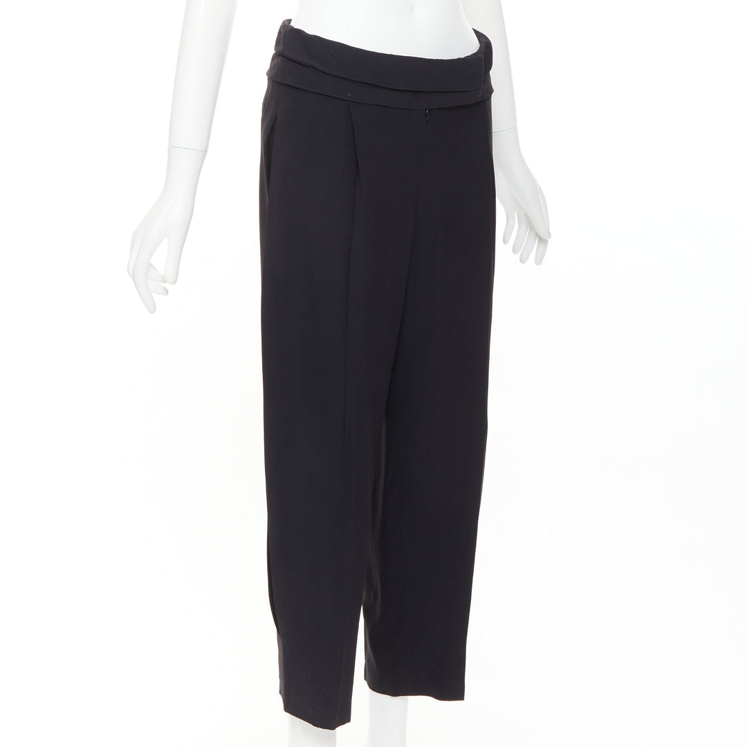 ALEXANDER MCQUEEN black cummerbund waistband tapered cropped trousers IT40 S