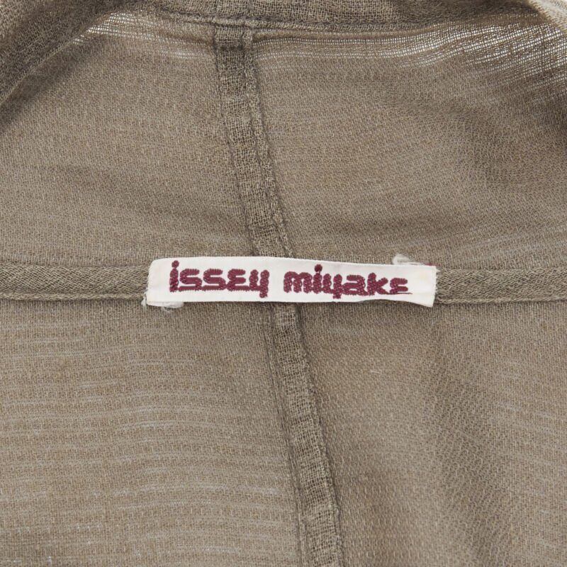 ISSEY MIYAKE 1980's Vintage grey linen yellow Obi belt cowl neck dress M Rare