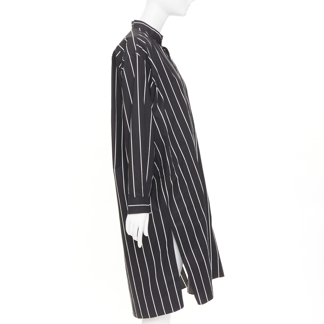 BALENCIAGA 2016 Demna black pinstripe cotton asymmetric shirt dress FR36 S