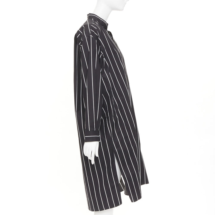 BALENCIAGA 2016 Demna black pinstripe cotton asymmetric shirt dress FR36 S