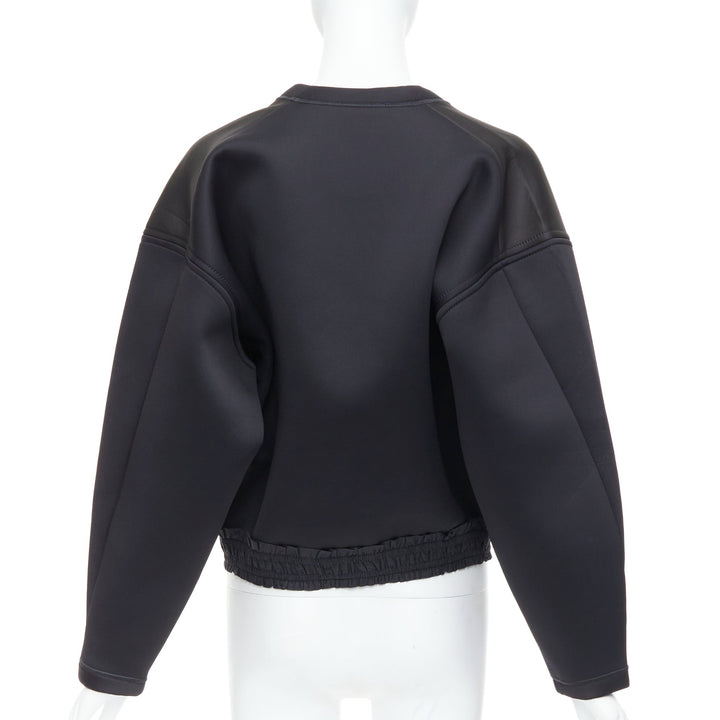 BALENCIAGA 2012 Runway Egyptofunk black sci-fi ruffle boxy scuba top FR38 M