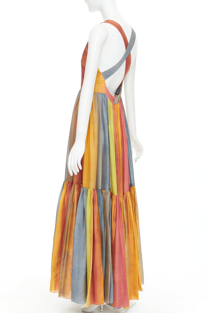 CHRISTIAN DIOR 2022 Runway Maria Grazia Chiuri rainbow silk tie dye dress FR38 M