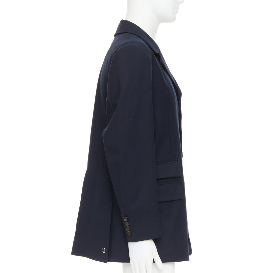 RALPH LAUREN Purple Label navy twill 3 flap pockets double vent coat XL
