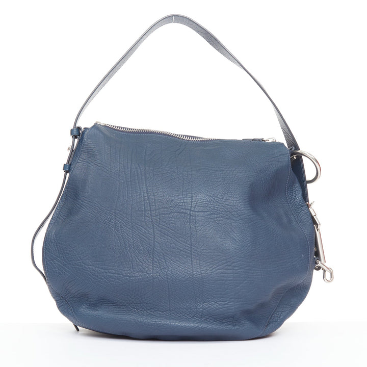 BURBERRY 2023 Knight Medium navy blue calfskin mechanical hardware shoulder bag
