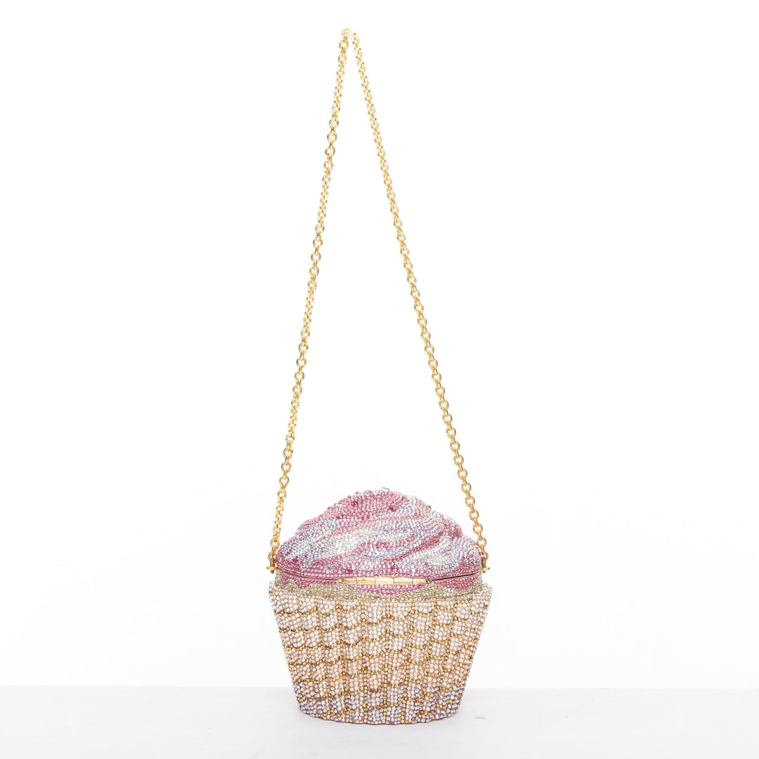 JUDITH LEIBER Limited pink gold strawberry cupcake crystal Say Yes clutch bag