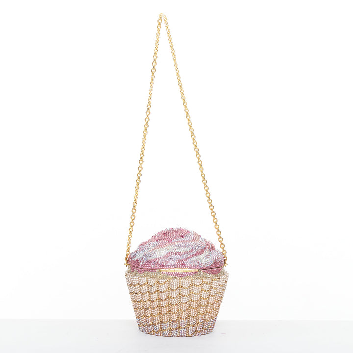 JUDITH LEIBER Limited pink gold strawberry cupcake crystal Say Yes clutch bag
