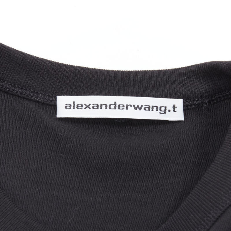 ALEXANDER WANG T black logo swirl print patch pocket cropped tank top S