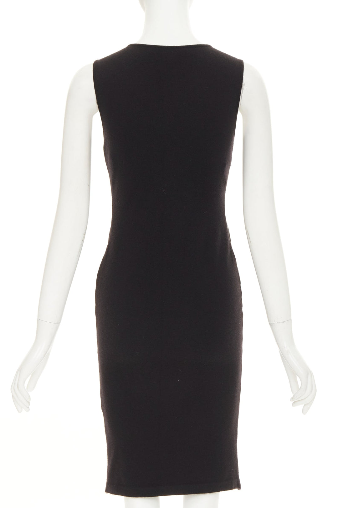 RALPH LAUREN PURPLE LABEL black leather cashmere blend sleeveless dress XS