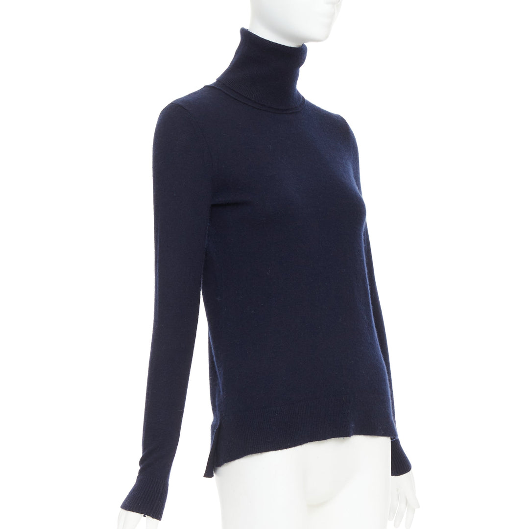 VINCE 100% cashmere navy long sleeve minimal  turtleneck sweater XXS
