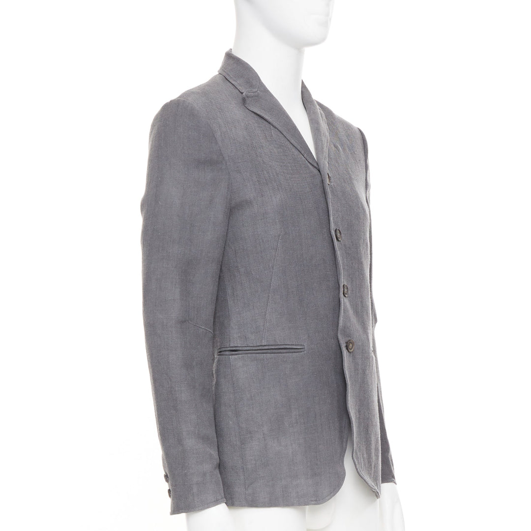 JOHN VARVATOS 2015 high break notch lapel textured button grey jacket EU44 XS