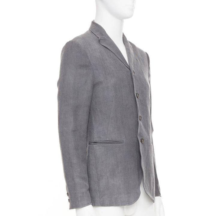 JOHN VARVATOS 2015 high break notch lapel textured button grey jacket EU44 XS