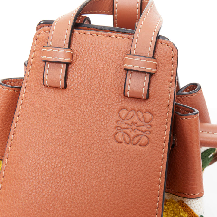 LOEWE 2019 William de Morgan Hammock Mini tan floral needlepoint embroidered bag