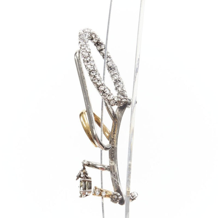 ALEXANDER MCQUEEN Runway Multi hoop gold silver crystal cuff earring