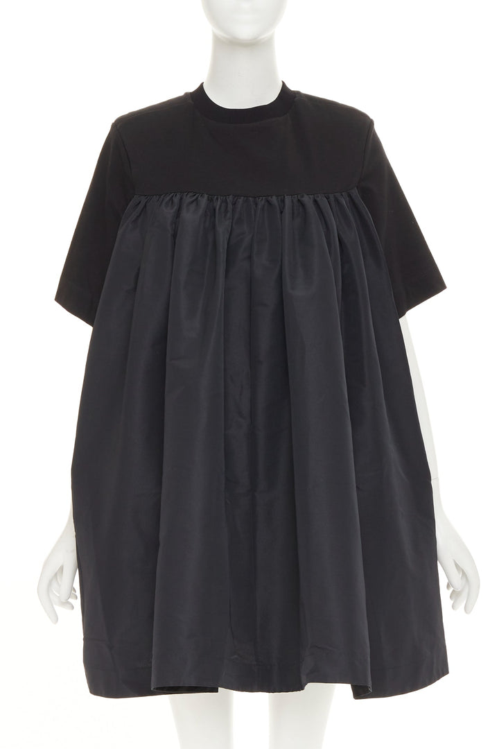 ALEXANDER MCQUEEN 2021 Hybrid Flared Back black cotton jersey dress IT40 S