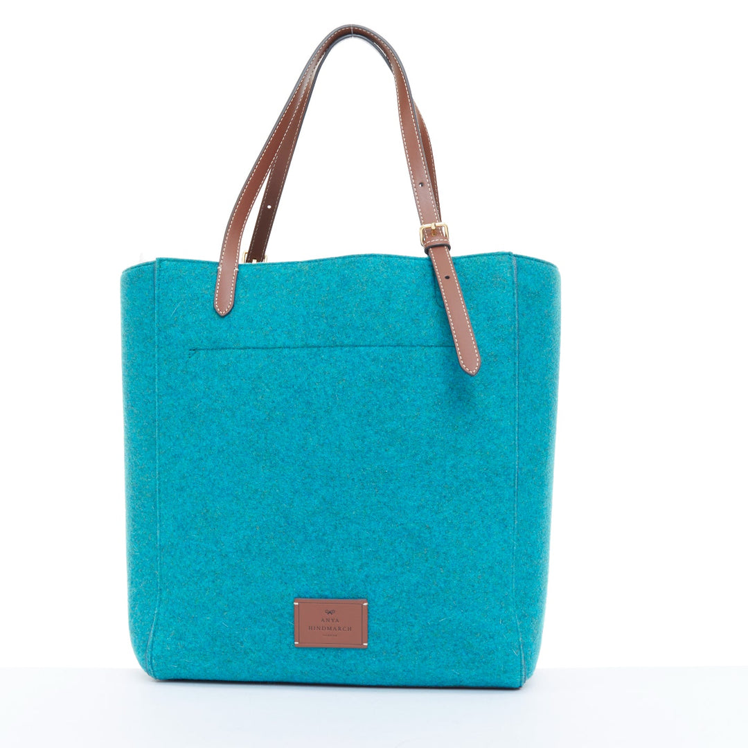 ANYA HINDMARCH Heinz Baked Beans teal recycled felt small open top tote bag