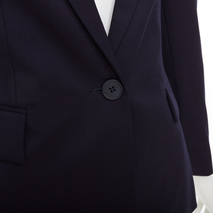 STELLA MCCARTNEY navy wool flap pocket single breasted blazer IT34 XXS
